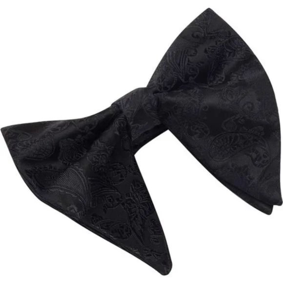 New Paisley Adjustable Pre-tied Cufflink Set Black - Picture 4 of 5